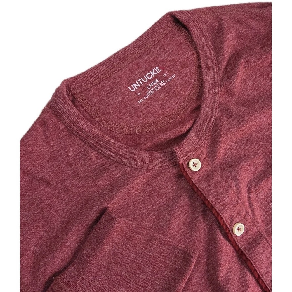 UNTUCKit Shirt Mens Large Henley Long Sleeve Crew Neck Logo Lightweight